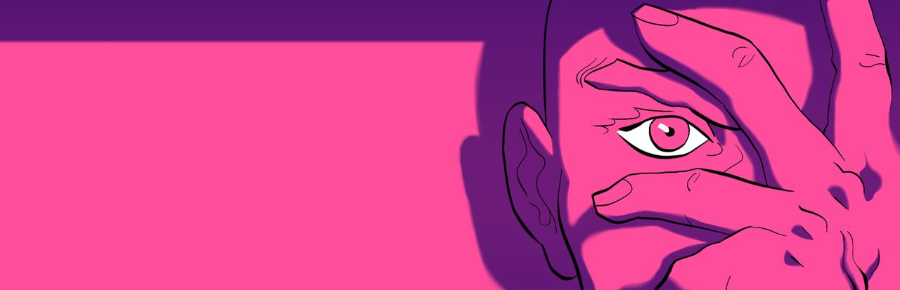 Official Legion Was Here key art: Legion, a shapeshifting spy, hand over his face